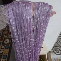 پرده رشته ای یاسی و پرده توری بنفش