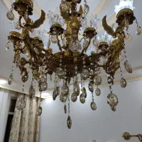 دو عدد لوستر برنز فرشته ی ۱۶شاخه ویک عدد دیوارکوب|لوستر و چراغ آویز|بهارستان, |دیوار