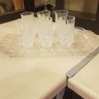 ۶ عدد استکان بلند دسته دار کریستال