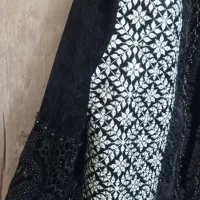 مانتو مخمل مشکی طرح دار
