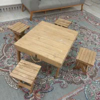 میز صندلی چوبی 4نفره تاشو صندقی|صندلی و نیمکت|بیرجند, |دیوار