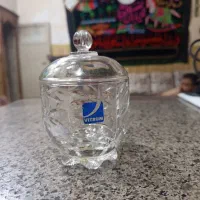 سه قندان شیشه ای شفاف در حد نو