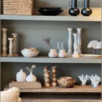 شمعدان چوبی دکوراتیو چوبی ظرف چوبی