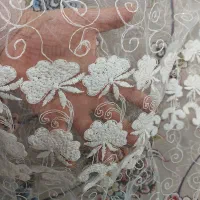 پرده توری خامه دوزی شده (نو)|پرده، رانر، رومیزی|خمین, |دیوار