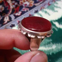 انگشتر نقره عقیق سرخ/باحکاکی آیه الکرسی