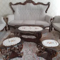 مبل استیل ۹ نفره تمیز و با کیفیت با میز و عسلی