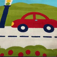 فرش ساوین اتاق کودک و‌پرده پانچ دار اتاق کودک