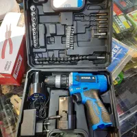 دریل شارژی دوباطری باتمامی لوازم زیرقیمت باگارانتی