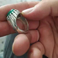 انگشتر نقره خالص با عقیق سبز