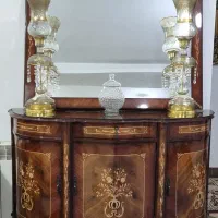 آینه کنسول تمام چوب، معرق