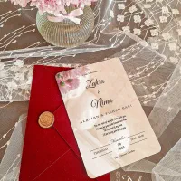 کارت عروسی پلکسی آینه ای با پاکت مخمل