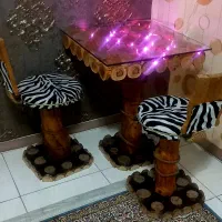 میز صندلی دو نفره چراغ دارمناسب کافه،باغ،دکورمنزل