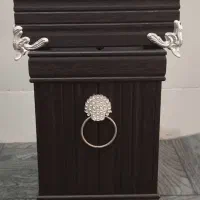 ست سطل و جا دستمال کاغذی چوبی