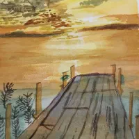 نقاشی غروب پاییز