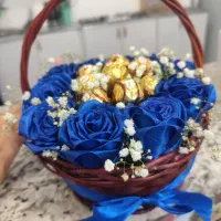 قابل سفارش باکس.گل شاخه ایی سبدی. گل روبانی