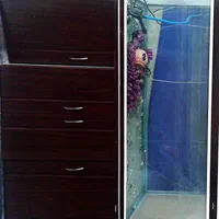 اکواریوم میزدار ماهیران شیشه خم بزرگ