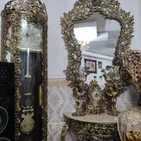 ساعت و آینه شمعدان برنجی|ساعت دیواری و تزئینی|اقبالیه, |دیوار
