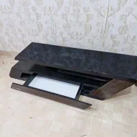 میز تلویزیون مدرن هایگلس (ترکیب مشکی و طرح چوب)|میز تلویزیون|گرگان, |دیوار