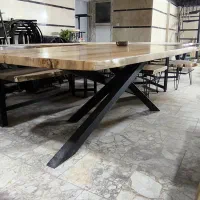 روستیک چوب چنار و فلز میز نهارخوری ده نفره|میز و صندلی غذاخوری|تهران, شهرک شریفی|دیوار