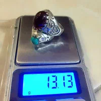 انگشتر نقره عقیق سرخ و فیروزه