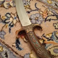 چاقو عتیقه (تیغه استیل دسته برنزی )