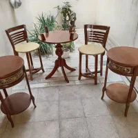 میز و صندلی دو نفره و 2 عددمیز تلفن  راش