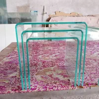 میز عسلی سه تیکه تمام شیشه ای