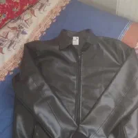 کاپشن تمام چرم اصلی یقه دار چرمه درنا (اکبند)