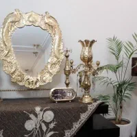 آینه شمعدان برنجی قدیمی