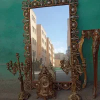 آینه کنسول یا آینه شمعدان طرح برنز