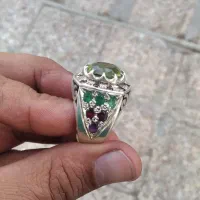 انگشتر نقره925 زبرجد پاک جواهراتی