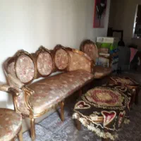 مبلمان ونهار خوری۸ نفره بیضی طلایی تمیز