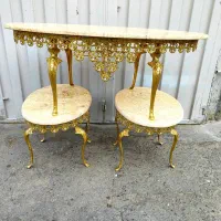 ۳ عدد میز جلومبلی تمام برنز با سنگ مرمر حد صفر