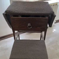 میز چرخ خیاطی چوبی قهوه ای درحدنو