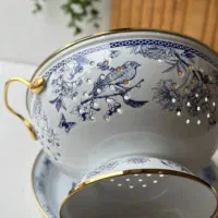 ست آبکش قابلمه و کتری لعابی