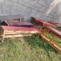 فروش میز و نیمکت با چوب نرادوجنگلی|میز و صندلی غذاخوری|اسالم, |دیوار