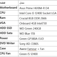 1عدد کیس کامپیوتر 5 هسته ای اینتل core i5 12400
