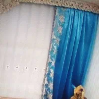 دستک پرده ابی در حد نو|پرده، رانر، رومیزی|بجنورد, |دیوار