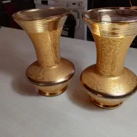 یک جفت گلدان قدیمی کریستال