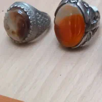 سه عدد انگشتر آلیاژی با نگین عقیق سلیمانی|جواهرات|ملکان, |دیوار