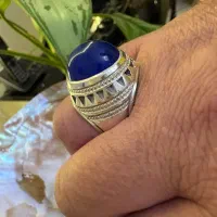 فروش انگشتر نقره با عقیق آبی