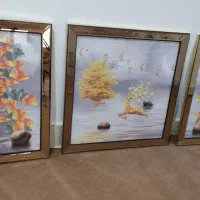 ساعت دیواری و تابلو سه تیکه