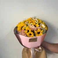 دسته گل آفتابگردان و لیلیوم