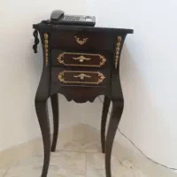 میز تلفن چوبی دوکشو زیبا و جادار