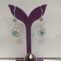 گوشواره نقره ملیله اصفهان طرح بته جقه فیروزه کد۶۰۴|جواهرات|اصفهان, مولوی|دیوار