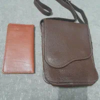 کیف دوشی چرم اصل +کیف پاسپورتی نونو