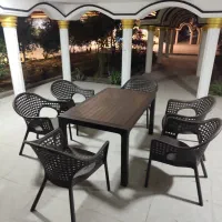 مبل میز و صندلی پلاستیکی حصیر بافت رستوران باغی|کافیشاپ و رستوران|دزفول, |دیوار