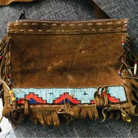 کیف جیر اصل سرخپوستی دست دوز