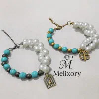 دستبند ترکیبی مروارید و فیروزه