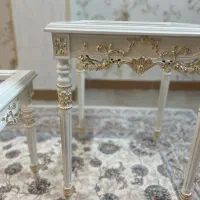 میز وسط بادوعدد عسلی چوب راش ورق طلا(استفاده نشده)